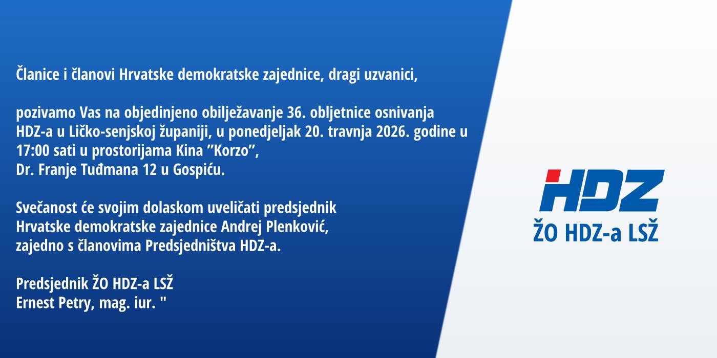 Obilježavanje 36. obljetnice osnivanja Hrvatske demokratske zajednice u Ličko-senjskoj županiji 1 0939ab96 1061 4572 bac3 5dd5064f0ad3