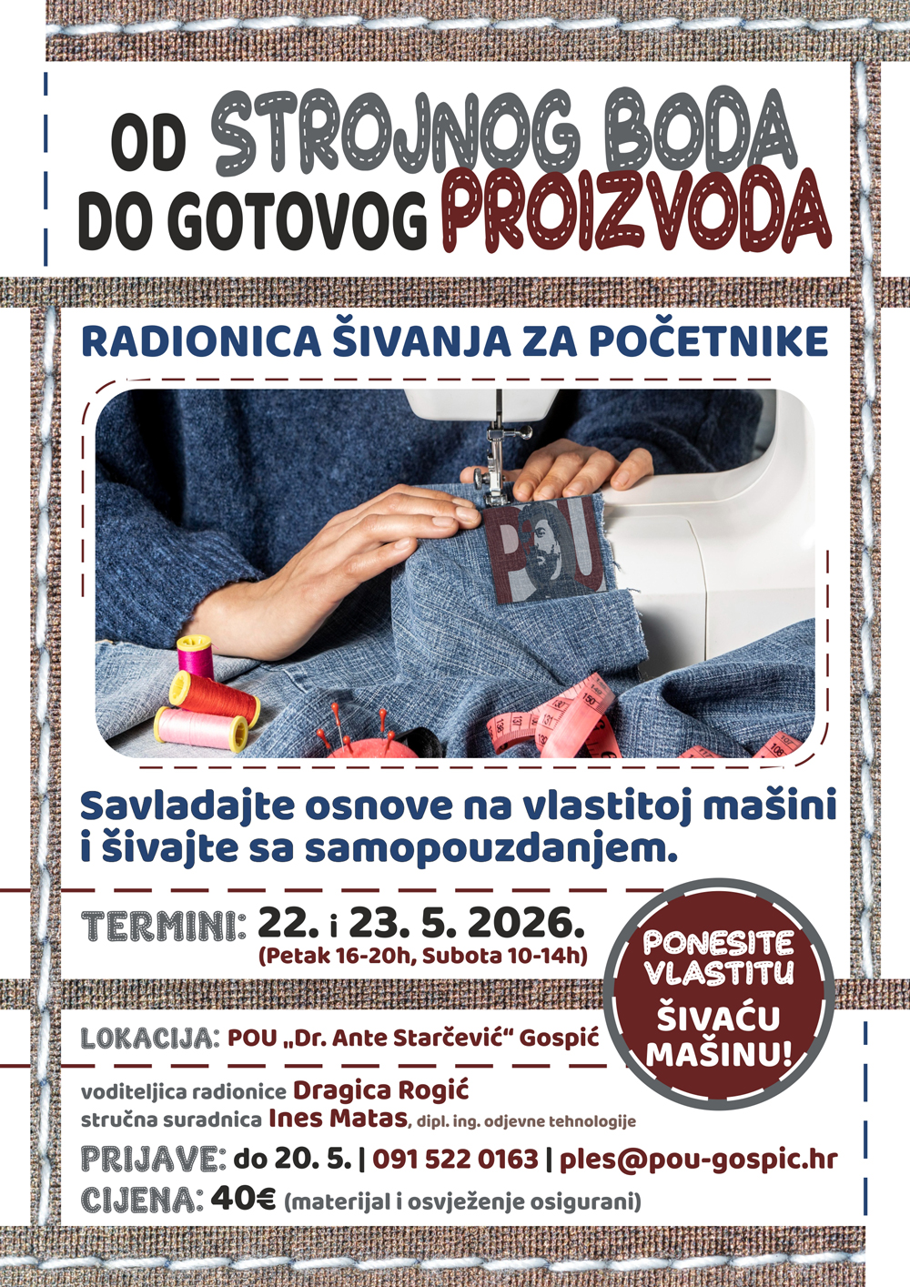 Nova radionica u POU Gospić: Od strojnog boda do gotovog proizvoda 1 radionica sivanja svibanj 2026